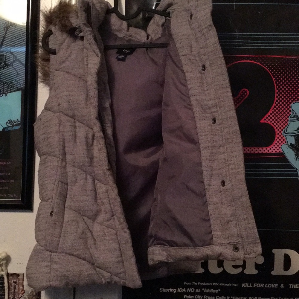 Gap puffy vest with hoodie.